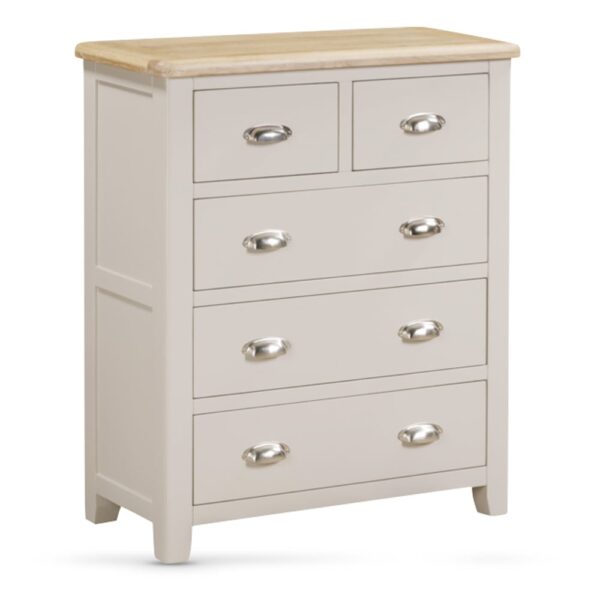 Waldorf Wooden Chest Of 5 Drawers In Oak And White